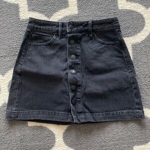 Black button down denim mini skirt
